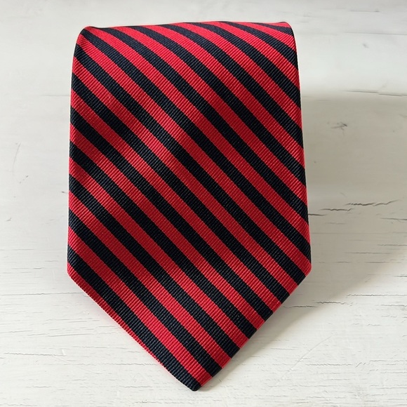 Brooks Brothers Makers Silk Tie Red Black Stripe - Picture 3 of 3